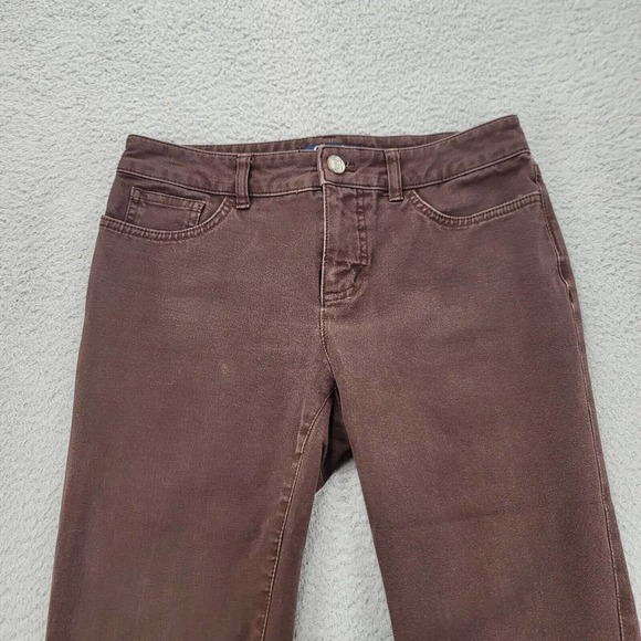 Chaps Jeans Womens 2P Brown Petite Straight Leg Comfort Casual Low Rise Pocket - Picture 2 of 13